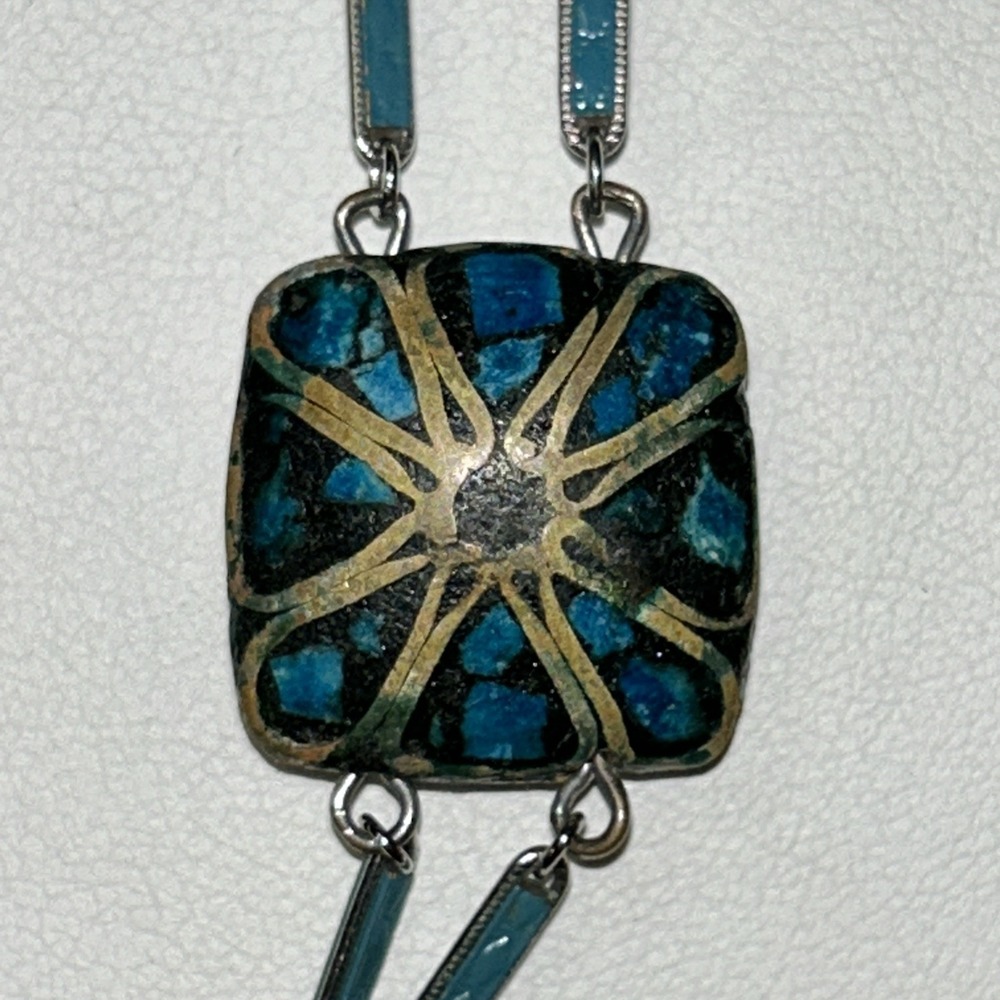Vintage‎ Sterling Tibet Nepalese Style Turquoise Wire Inlay Bead Bracelet 5515 - Picture 13 of 13